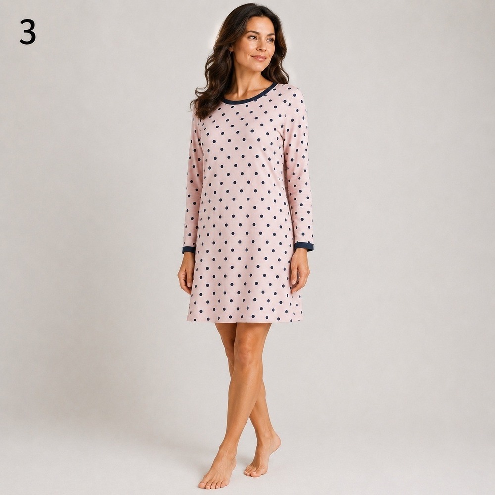 Kate Spade Night‎ Shirt Womens Medium Pink Blue Polka Dot Cotton Modal Blend